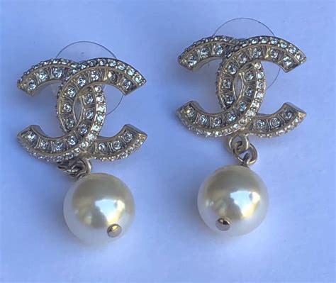 chanel faux pearl cc drop earrings|authentic chanel pearl earrings.